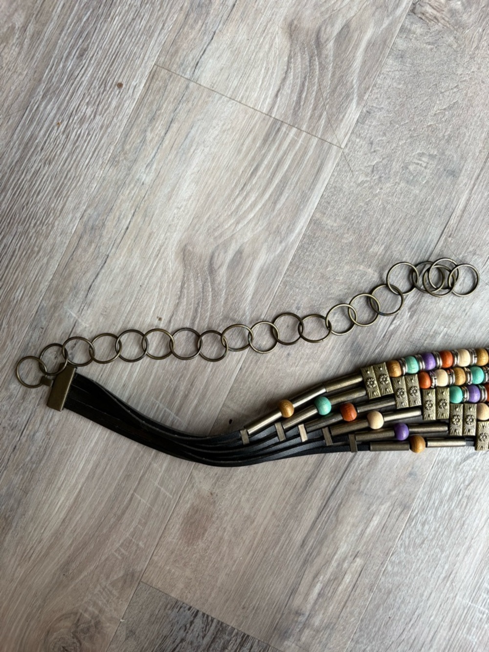 Leather and Beaded Belt - Picture 4 of 6